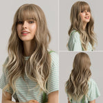 Long Multi Colored Water Wave Synthetic Wigs with Bangs (36)