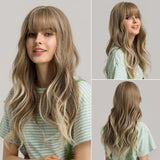 Long Multi Colored Water Wave Synthetic Wigs with Bangs (36)