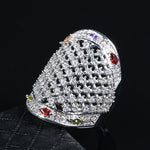 Colorless Round & Colored Marquise Cubic Zirconia Silver Color Rings R40