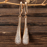 Rose Gold Color Cubic Zirconia Drop Latch Back Earrings E3