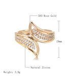 Rose Gold Color Flared Curve Cubic Zirconia Ring R14