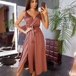 V-neck Sleeveless Midi Dress 103