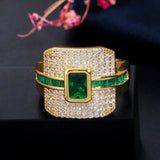 Yellow Gold Green & Colorless Cubic zirconia Ring R70