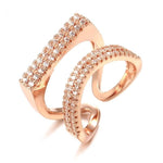 Rose Gold Color Hollow Fancy Double Row Of Cubic Zirconia Rings R20