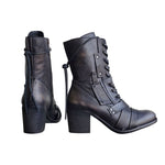 PU Leather Lace-up Ankle High Heel Boots 20