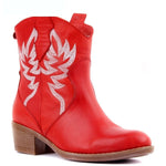 Ankle High, round toe, Embroidered Flame PU Leather Boots 98