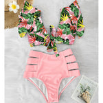 Flora V-Neck High-Waisted Two Piece Swimsuit