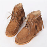 Ankle Height, Round Toe, Flat Bottom With Lace-Up Fringed Boots 88