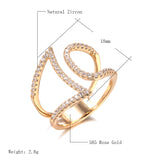 Rose Gold Geometric Hollow Line With Cubic Zirconia Ring R23