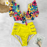 Flora V-Neck High-Waisted Two Piece Swimsuit