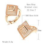 Gold Color Unique Hollow Diamond Pattern Ring R21