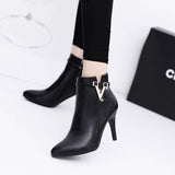 Stiletto High Heels with Zipper Closure Style & Choice of Flock or PU Leather Sexy Boots 82