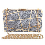 Metal Evening Geometric Hollow Pattern Gold Sequin Clutch Bag/Purse 17