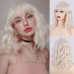 Female Short and Medium Stylish Synthetic Wigs of Various Colors with Bangs (09)