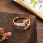 Rose Gold Geometric Triple Trumpet Cubic Zirconia Ring R9