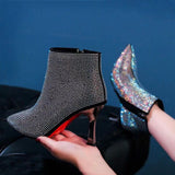 Sequined Ankle High, Thin High Heels Boots 67