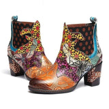 Ankle, High Heeled PU Leather Print Boots 27