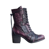 PU Leather Lace-up Ankle High Heel Boots 20