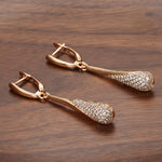 Rose Gold Color Cubic Zirconia Drop Latch Back Earrings E3