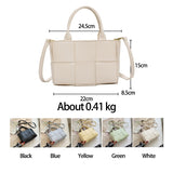 (42) New Luxury Large Brand Pu Leather Paneled Woven Shoulder Bags for Women