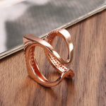 Rose Gold Color Hollow Fancy Double Row Of Cubic Zirconia Rings R20