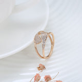 Rose Gold Ring Geometry Wedges With Cubic Zirconia Ring R12