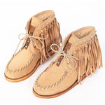 Ankle Height, Round Toe, Flat Bottom With Lace-Up Fringed Boots 88