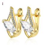 Trendy Gold & Silver Color Marquise Cubic Zirconia Geometric Latch Back Earrings E16