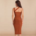 Sexy Elegant Brown & Black Bandage Bodycon, Asymmetrical Dress 138