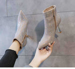 Sequined Ankle High, Thin High Heels Boots 67