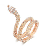 Rose Gold Color Cubic Zirconia Encrusted Coiled Snake Ring R34