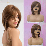 Short to Medium Straight Multi Colored Synthetic Wigs With Bangs (49)