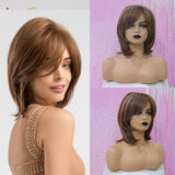 Short to Medium Straight Multi Colored Synthetic Wigs With Bangs (49)