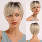 Short Hair Various Colors Synthetic Wig With Bangs (44)